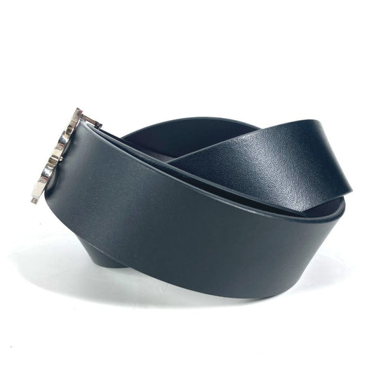 BURBERRY belt leather black TB logo mens 85 Used Authentic