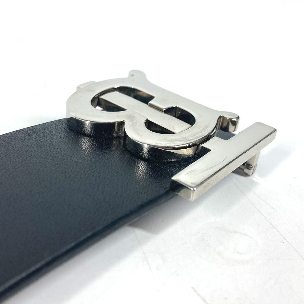 BURBERRY belt leather black TB logo mens 85 Used Authentic