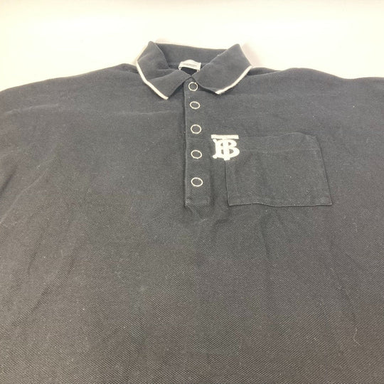 BURBERRY poncho 8015131 cotton black outer TB logo bicolor Women S Used Authentic