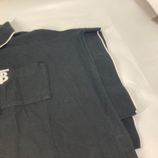 BURBERRY poncho 8015131 cotton black outer TB logo bicolor Women S Used Authentic