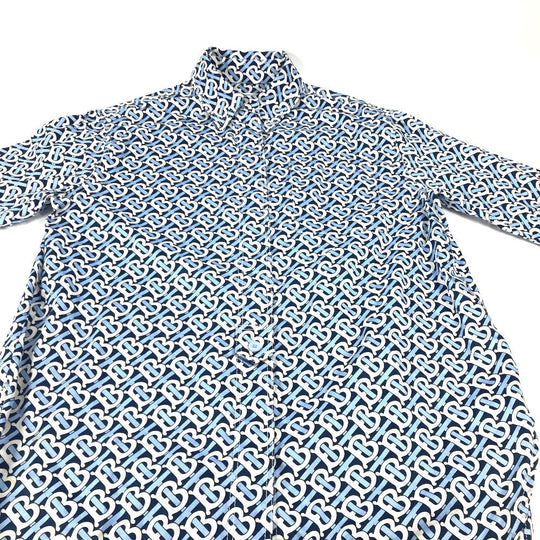 BURBERRY one piece 8048813 cotton blue Long sleeve apparel TB shirt dress logo Women IT 34 Used Authentic