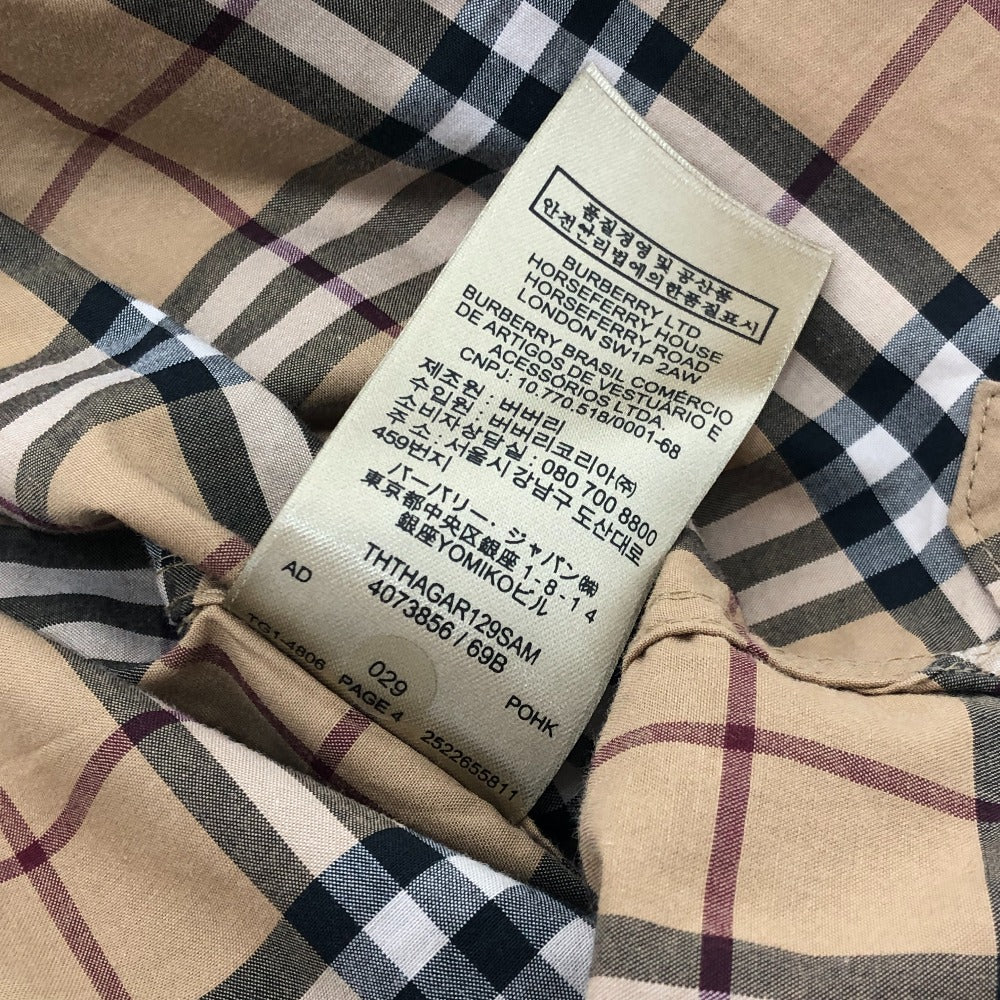 BURBERRY Long sleeve shirt cotton beige Check Pattern Women M Used Authentic