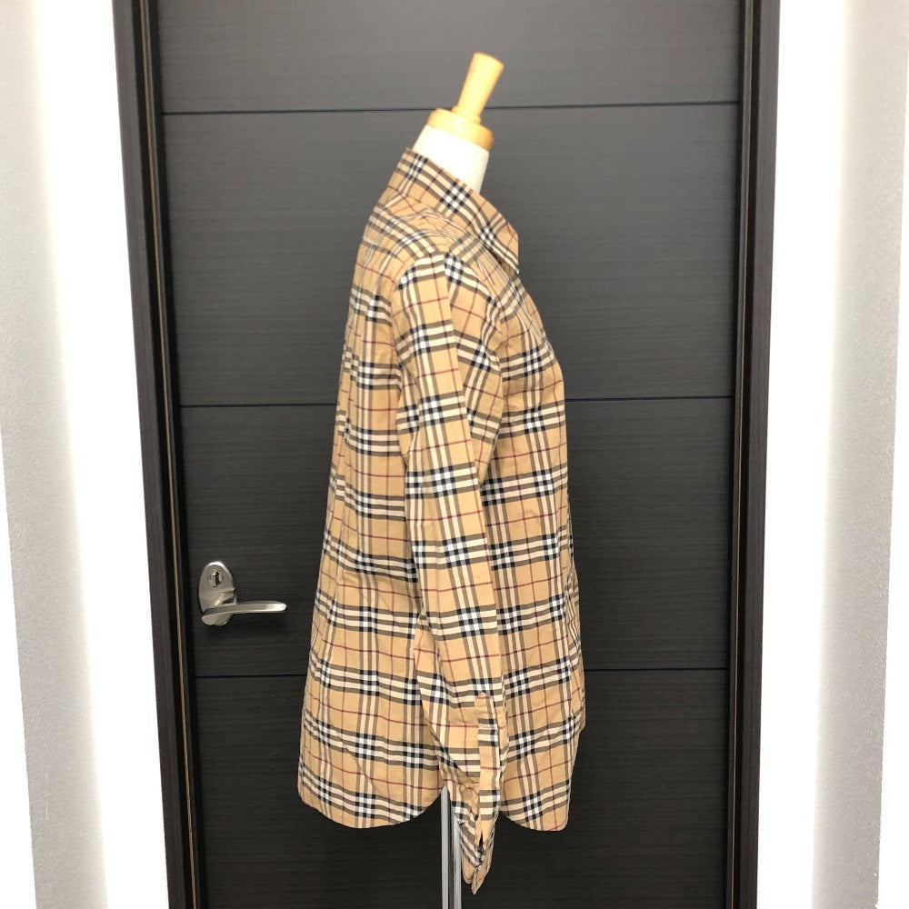 BURBERRY Long sleeve shirt cotton beige Check Pattern Women M Used Authentic