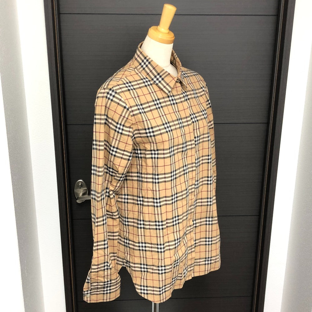 BURBERRY Long sleeve shirt cotton beige Check Pattern Women M Used Authentic