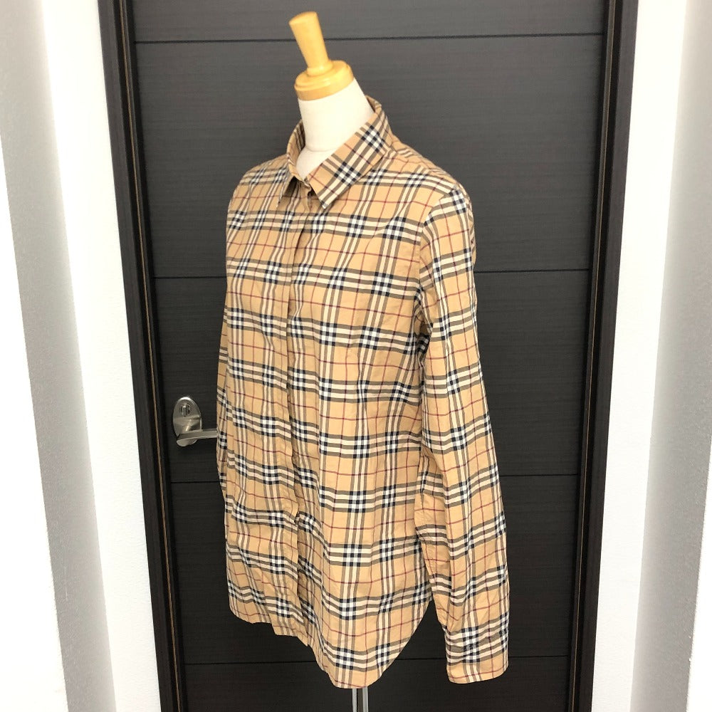 BURBERRY Long sleeve shirt cotton beige Check Pattern Women M Used Authentic