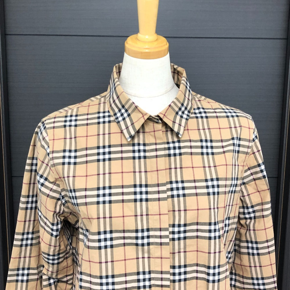 BURBERRY Long sleeve shirt cotton beige Check Pattern Women M Used Authentic