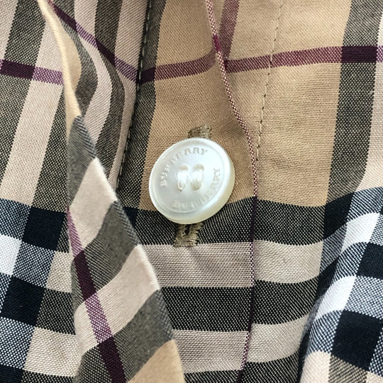BURBERRY Long sleeve shirt cotton beige Check Pattern Women M Used Authentic