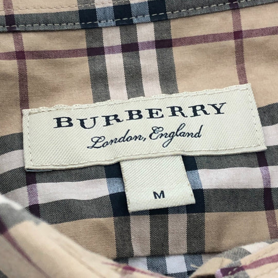 BURBERRY Long sleeve shirt cotton beige Check Pattern Women M Used Authentic