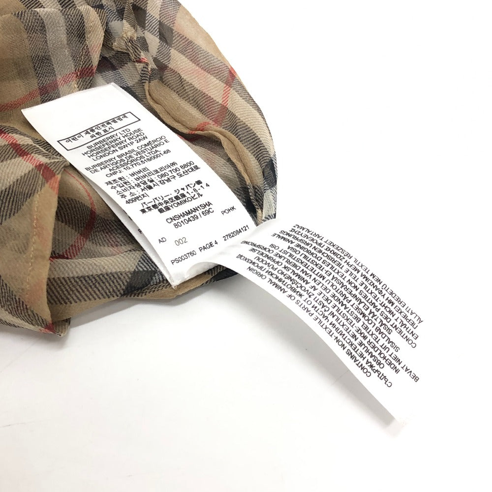 BURBERRY Long sleeve shirt cotton beige Check Pattern See-through Women 38 Used Authentic