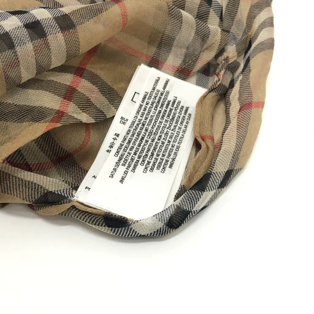 BURBERRY Long sleeve shirt cotton beige Check Pattern See-through Women 38 Used Authentic