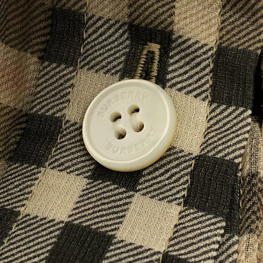 BURBERRY Long sleeve shirt cotton beige Check Pattern See-through Women 38 Used Authentic