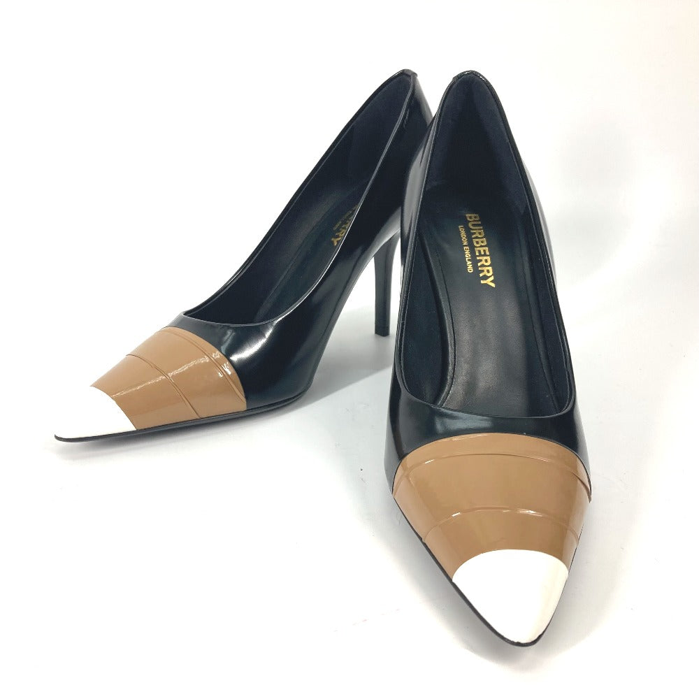 BURBERRY pumps 8008584 leather beige Tricolor color Women 37.5 Used Authentic