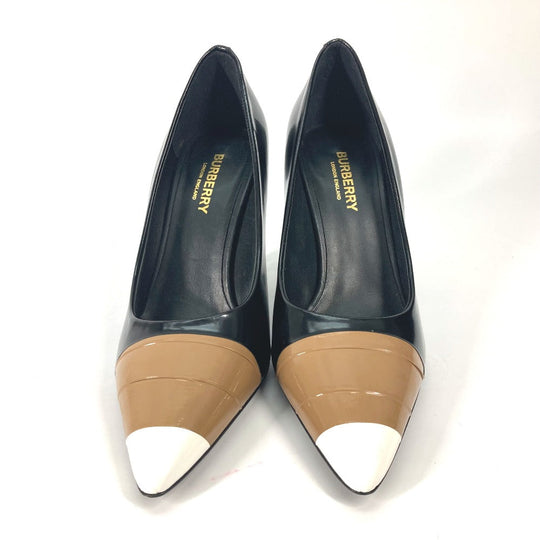 BURBERRY pumps 8008584 leather beige Tricolor color Women 37.5 Used Authentic