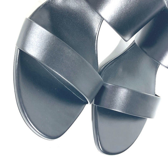 BURBERRY Sandals 8069452 leather black heel shoes TB logo 38