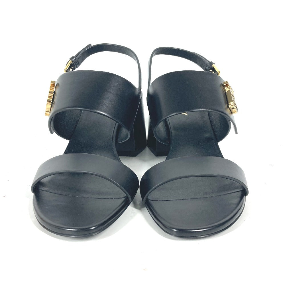 BURBERRY Sandals 8069452 leather black heel shoes TB logo 38