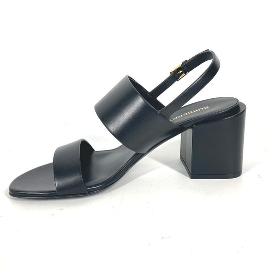 BURBERRY Sandals 8069452 leather black heel shoes TB logo 38