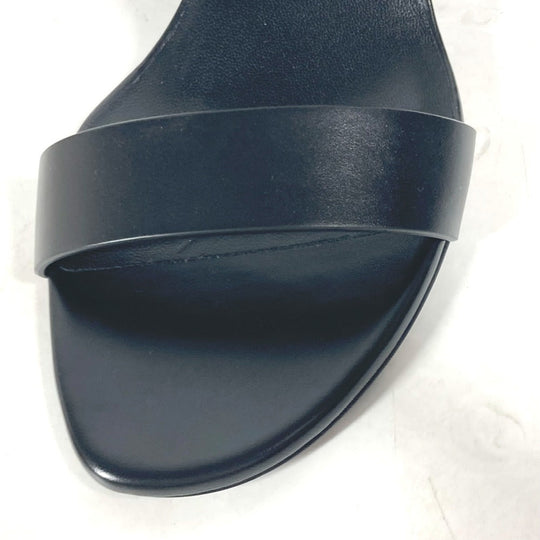 BURBERRY Sandals 8069452 leather black heel shoes TB logo 38