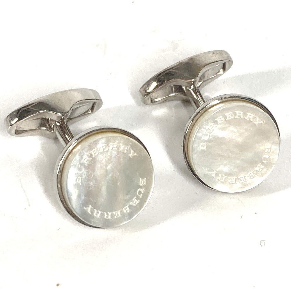 BURBERRY cuffs metal Silver logo mens Used Authentic