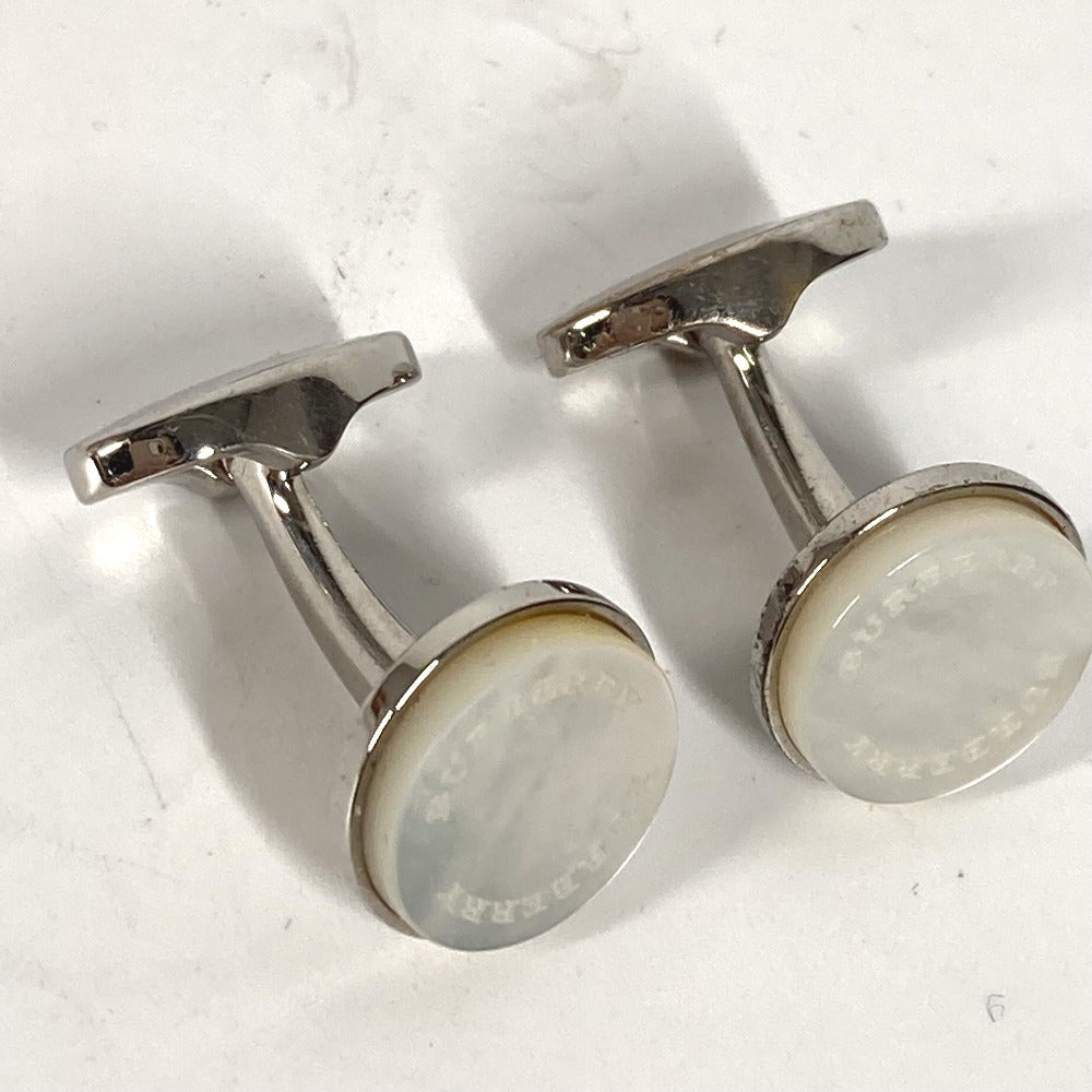 BURBERRY cuffs metal Silver logo mens Used Authentic