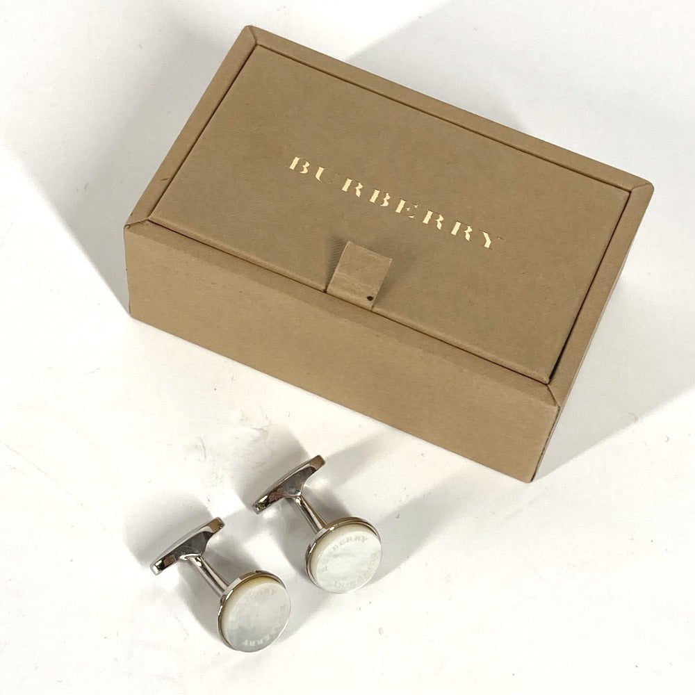 BURBERRY cuffs metal Silver logo mens Used Authentic