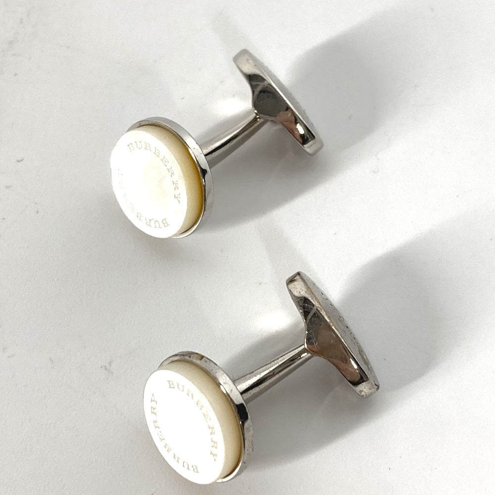 BURBERRY cuffs metal Silver logo mens Used Authentic
