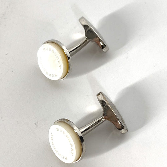 BURBERRY cuffs metal Silver logo mens Used Authentic