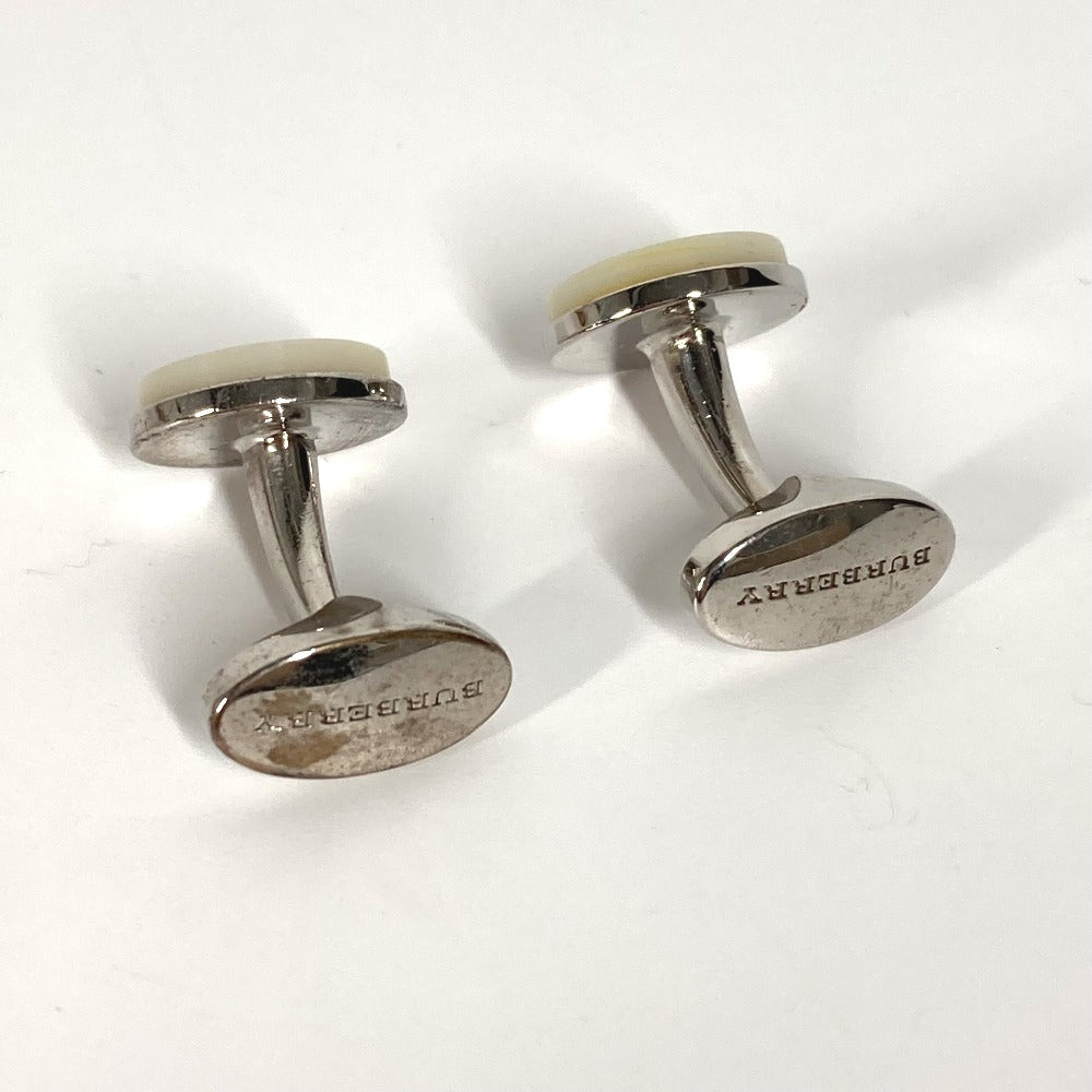 BURBERRY cuffs metal Silver logo mens Used Authentic