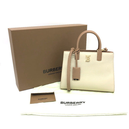 BURBERRY Handbag 8072522 leather White x beige BT Bicolor