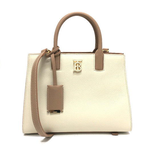 BURBERRY Handbag 8072522 leather White x beige BT Bicolor