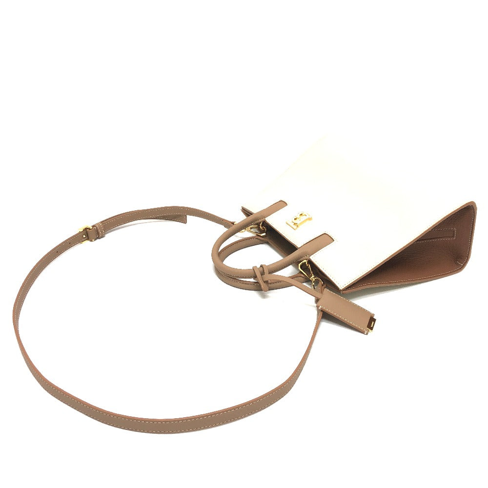 BURBERRY Handbag 8072522 leather White x beige BT Bicolor