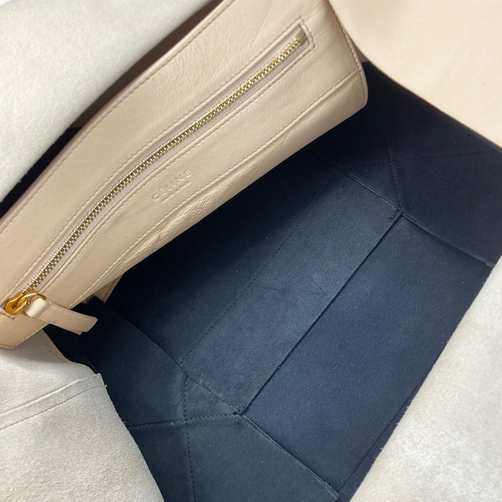 CELINE Tote Bag 169263EBT leather beige Horizontalkava Women Used Authentic