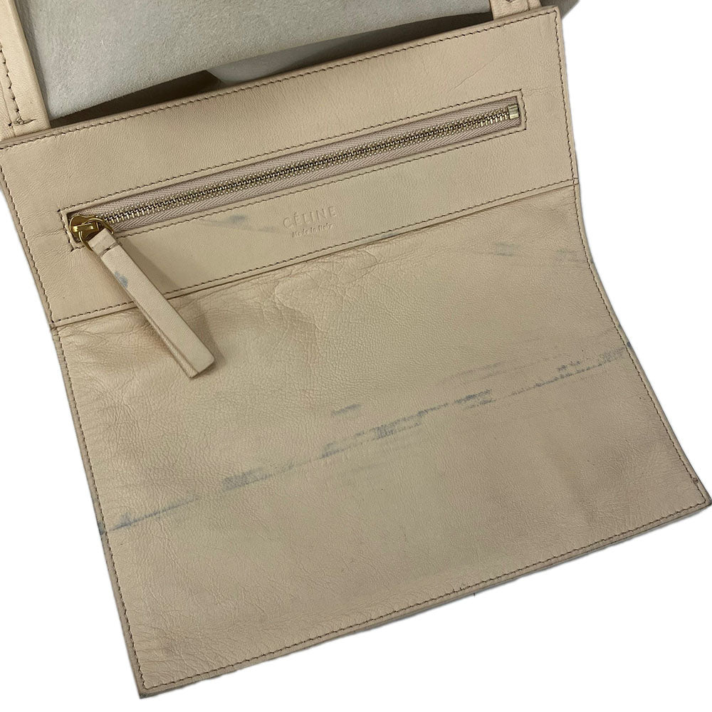 CELINE Tote Bag 169263EBT leather beige Horizontalkava Women Used Authentic