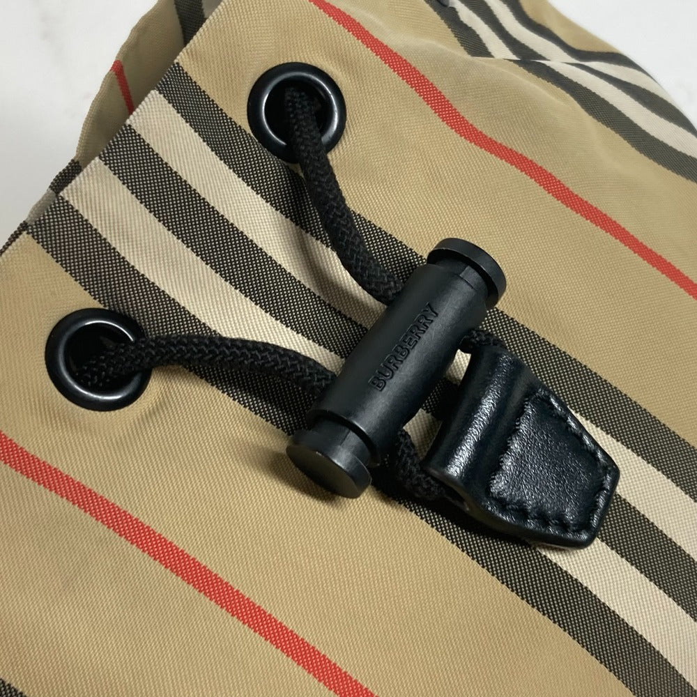 BURBERRY Pouch Nylon beige Handbag check Women Used Authentic