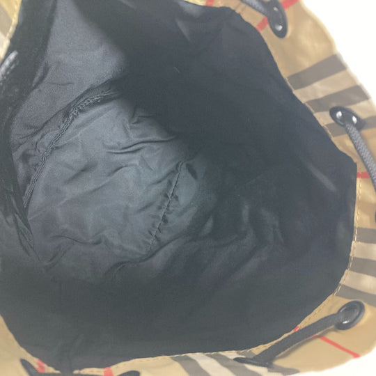 BURBERRY Pouch Nylon beige Handbag check Women Used Authentic