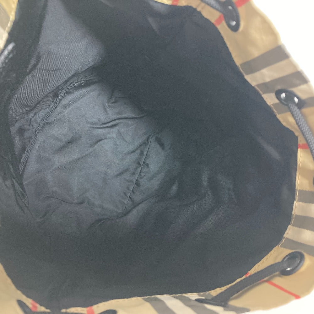 BURBERRY Pouch Nylon beige Handbag check Women Used Authentic