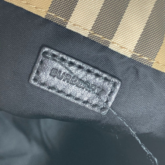 BURBERRY Pouch Nylon beige Handbag check Women Used Authentic