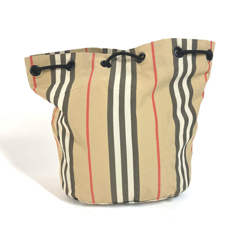 BURBERRY Pouch Nylon beige Handbag check Women Used Authentic