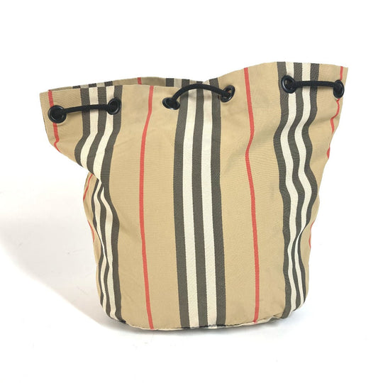 BURBERRY Pouch Nylon beige Handbag check Women Used Authentic