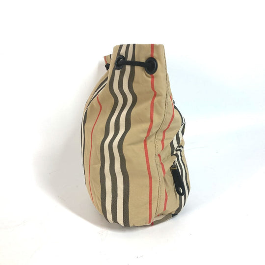 BURBERRY Pouch Nylon beige Handbag check Women Used Authentic
