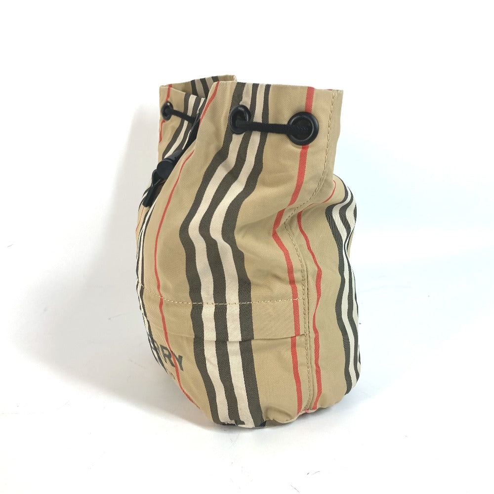 BURBERRY Pouch Nylon beige Handbag check Women Used Authentic