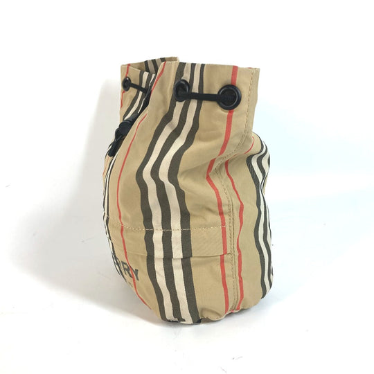 BURBERRY Pouch Nylon beige Handbag check Women Used Authentic