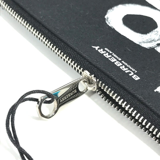 BURBERRY Pouch 8037549 canvas black logo LOVE Women Used Authentic