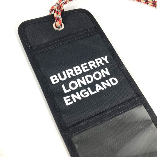 BURBERRY Card Case Nylon black Pass case logo Women Used Authentic