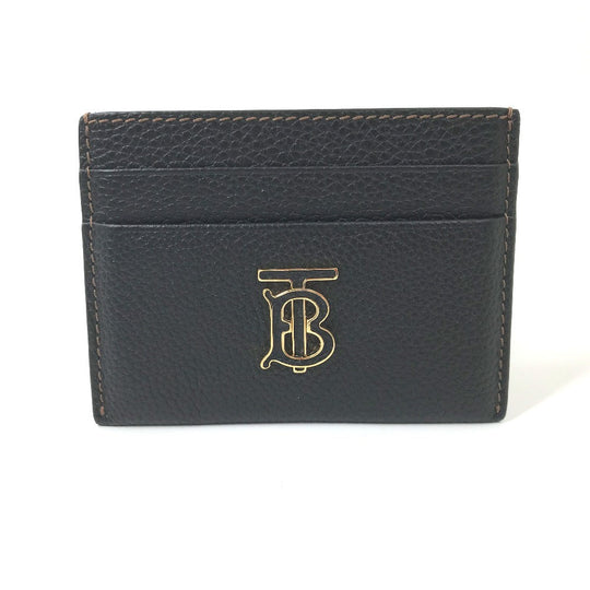BURBERRY Card Case leather black TB Women Used Authentic