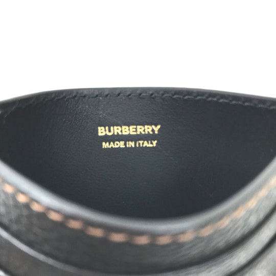 BURBERRY Card Case leather black TB Women Used Authentic