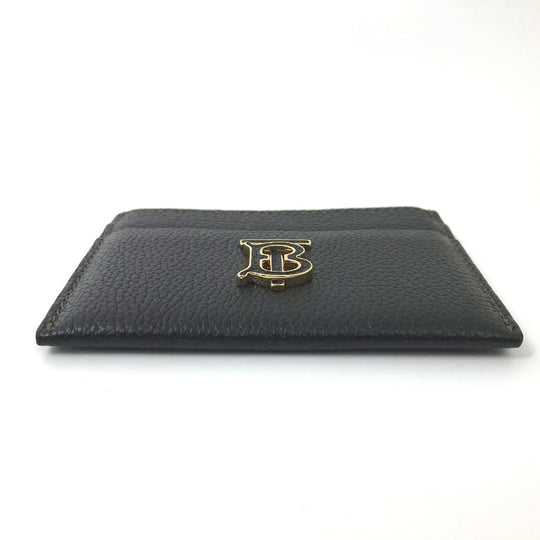 BURBERRY Card Case leather black TB Women Used Authentic