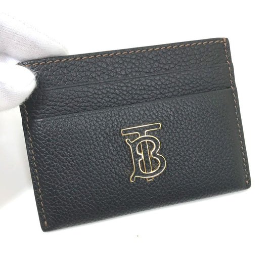BURBERRY Card Case leather black TB Women Used Authentic