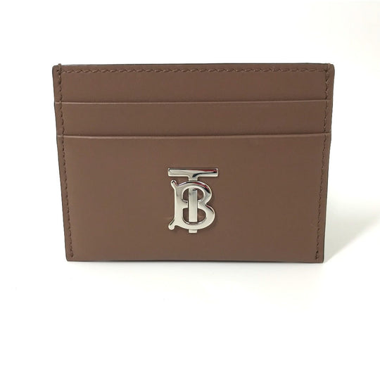 BURBERRY Card Case leather Brown logo Women Used Authentic