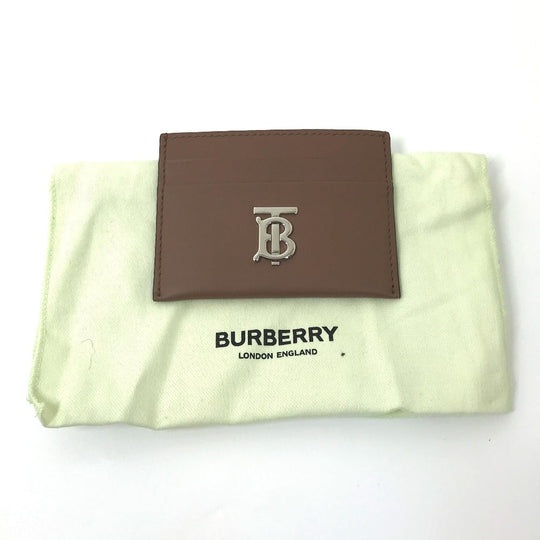 BURBERRY Card Case leather Brown logo Women Used Authentic