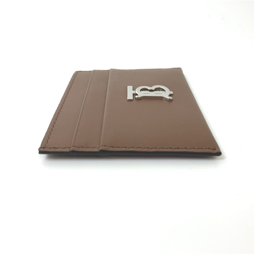 BURBERRY Card Case leather Brown logo Women Used Authentic